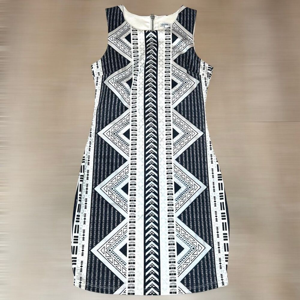 Charlotte Russe, Boho Geometric Patterned Mini Dress, Zipper Back, Women’s Small